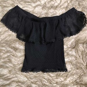 Black Lace Offshoulder Top