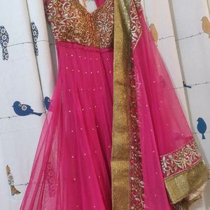 Pink Anarkali With Heavy Dupatta Suit💕for Wedding