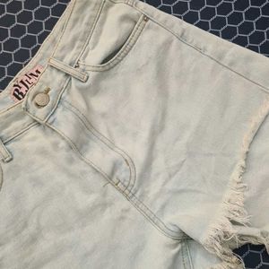 Washed Blue Denim Shorts