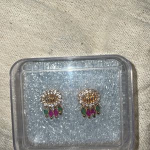 Gold Plated Stone Stud Earring