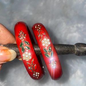 Antique Red Lehthi Rajasthani Bangles