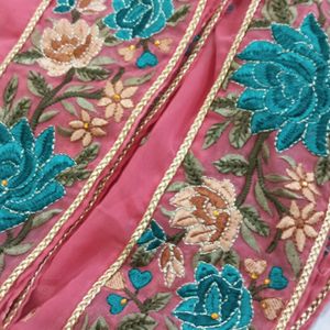 Embroided Dupatta With Lace Work