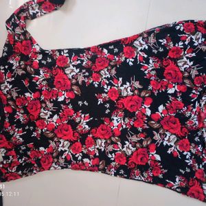 Floral Print Silk Kurti