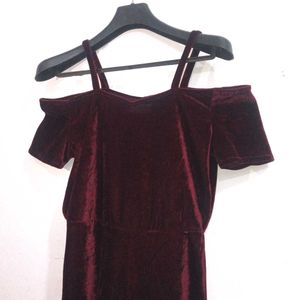 Maroon Valvet Dress