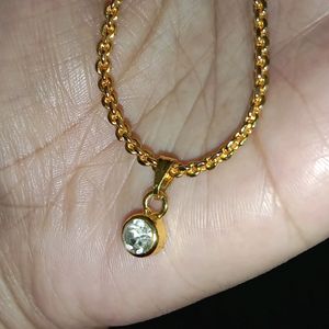 Gold Plated Chain With Diamond Pendant