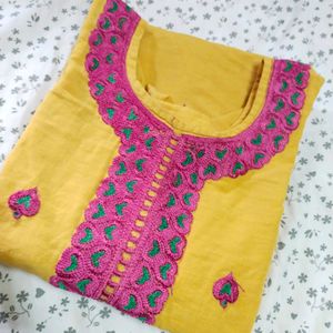 Pure Cotton Yellow Kurti