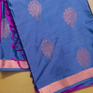 New Grey And Pink Soft Silk Saree