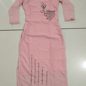 Baby Pink Handwork Kurti