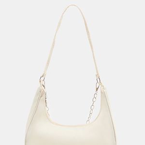 off white- cream shoulder baguette bag purse