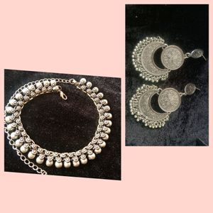 Combo Of Oxidised Choker And Earrings