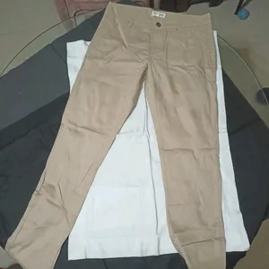 Beige Trousers Slim Fit For Women