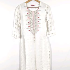 White Printed Casual Kurta (Women)