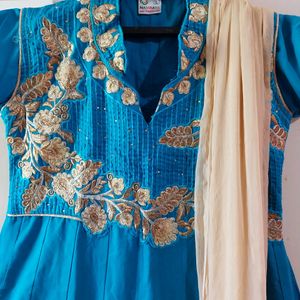 Blue Color Anarkali Kurtis For Regular Outfit