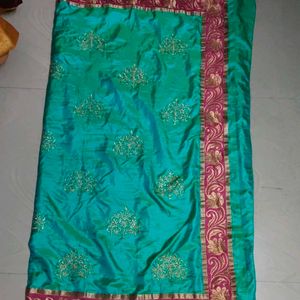 Beautiful Multi Shaded Satin Soft Saree