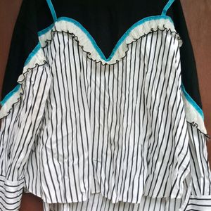 Striped layered Style blouse Korean