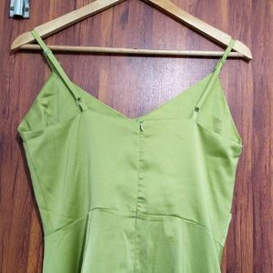 Lemon Green Solid Western Dress For Women