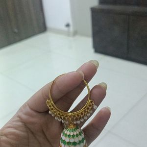 Beautiful Kundan Peral Breclet And Earings White And Green Touch 💚🤍