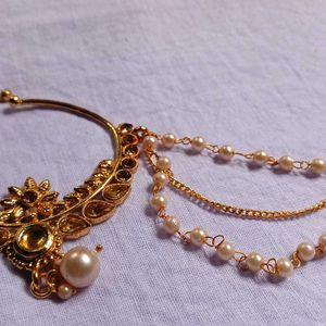 Lalso Jewellery Pearl Chain Nosepin