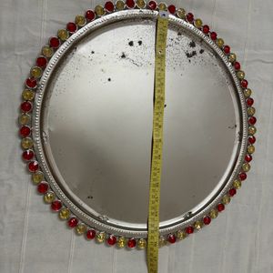 Round Silver Platted Finished Decorative Tray