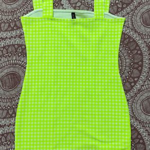 H&M Neon Checkered Bodycon Dress