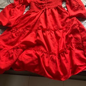 Red Puff sleeve Dress