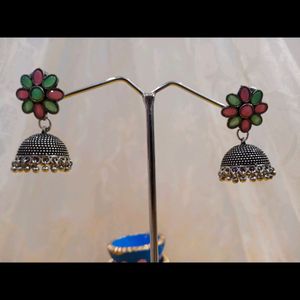 Oxidised Jhumka Earrings