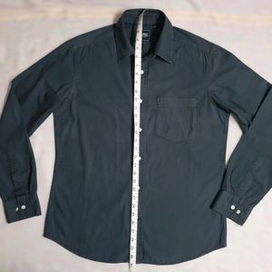 Bare Denim Men Spread Collar Solid Green Shirt