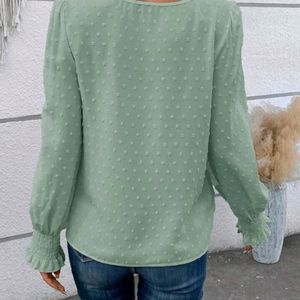 Plain Swiss Polka Dot Long Sleeves Top