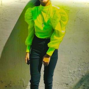 neon Puffy Sleeve Top