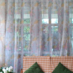 2pieces Curtain Green Preinted