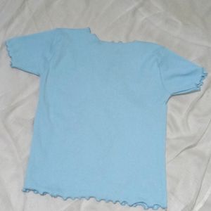 Heart Cut Out Detail Top Baby Blue Colour