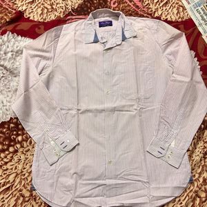 Men Pink And White Lining Shirt On Sale