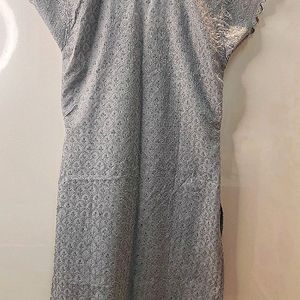 GREY CHIKANKARI KURTI - Buy1 Get1