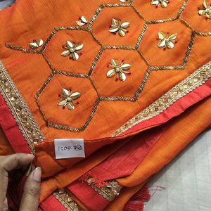 Chiffon Stone Work Saree With Blouse Pis