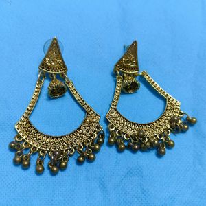 Golden Oxidised Drop Earings