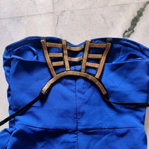 Blue Gold Off shoulder Dress