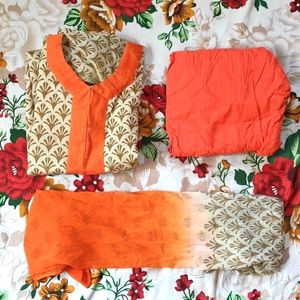 Stitched Orange Kurtha Set | Size 34