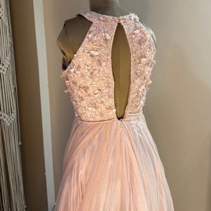 Peach Floral Embellished Gown