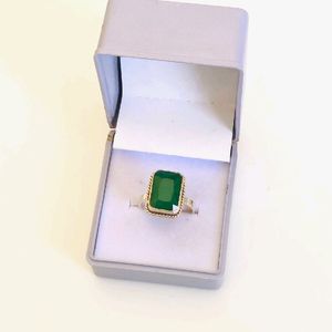 Green Diamond Ring Pure Silver