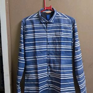 Mens Blue N White Stripped Shirt.