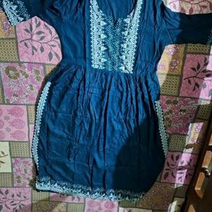 Sell Offer On Naira Cut Teal Blue Embroidered Kurt