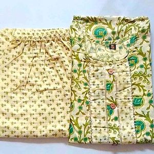 Pure Cotton Kurti Pant Set For Women