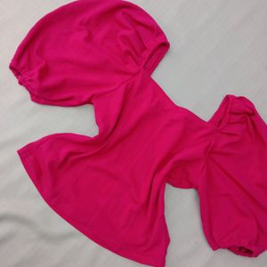 New Puff Sleeves Korean Rose Crop Top