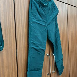 Women Straight Green Pant Suit