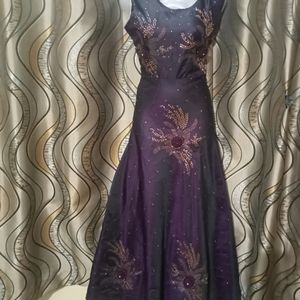 Purple Silk Ethnic Gown