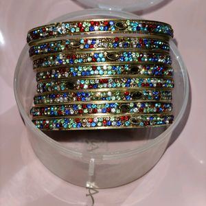 Multi-colored Stoned Bangles Set Of 8