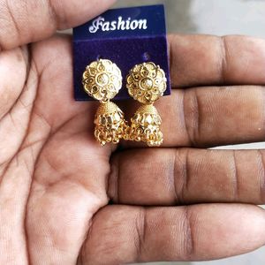 Golden Polish Jhumka Baali Earrings Pack Ok 3