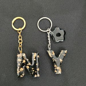 Black And Golden Glitter Keychain