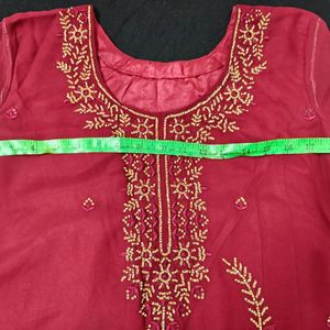 Maroon Georgette Stitched Dress