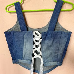 😱SALE Only For Today|Denim Corset Top With Tie up